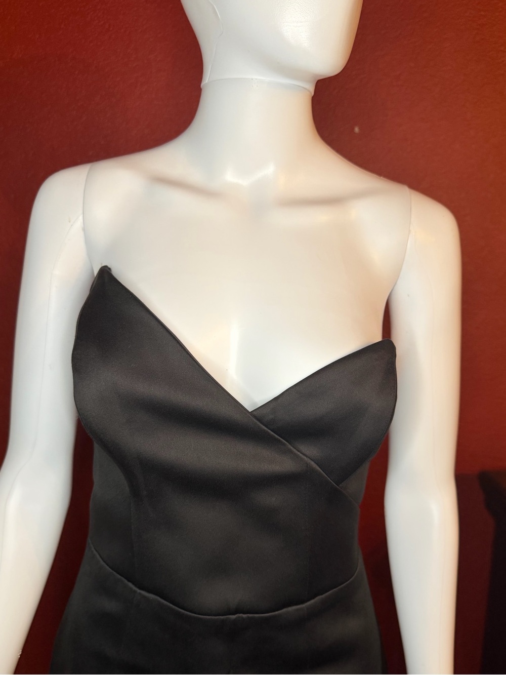 House of CB Chouchou Black Satin Asymmetric Mini Dress - Size M - Picture 6 of 13